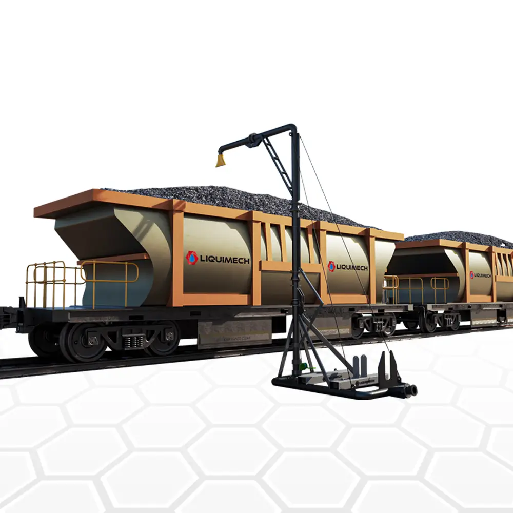 Featuring a hydraulic lift standpipe with directional nozzles, it ensures targeted suppression of ballast and trackside dust, significantly improving air quality and operational safety.
