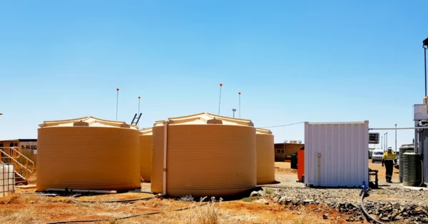 A combined image of Liquimech poly Bulk Liquid Storage Tanks, illustrating their range of sizes and portability for various civil, mining, and metropolitan projects.