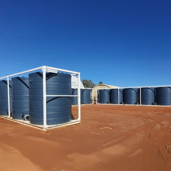 Portable water tank with built-in pump for remote site water access
